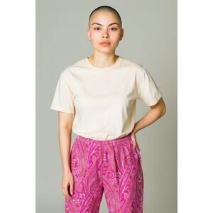 Bed Head Cropped Pajama Pants M Pink & Green Paisley PJ Bottoms 100% Cotton